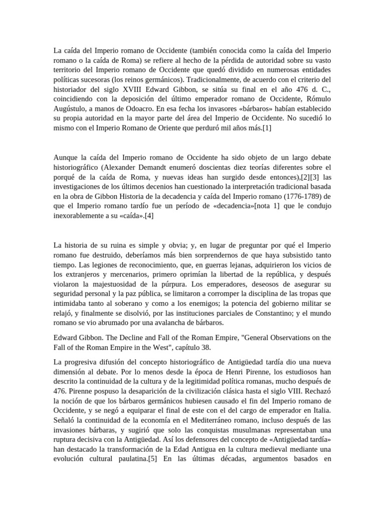 La Caída Del Imperio Romano de Occidente | PDF | imperio Romano ...