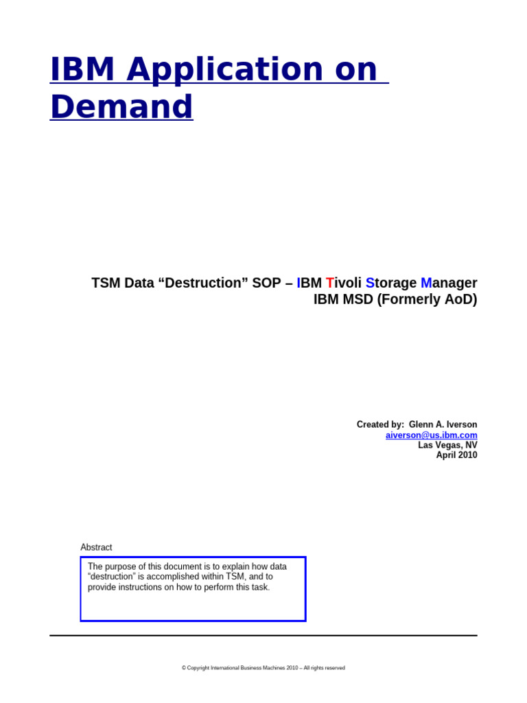 TSM Data Destruction SOP NEW | PDF | Backup | Databases