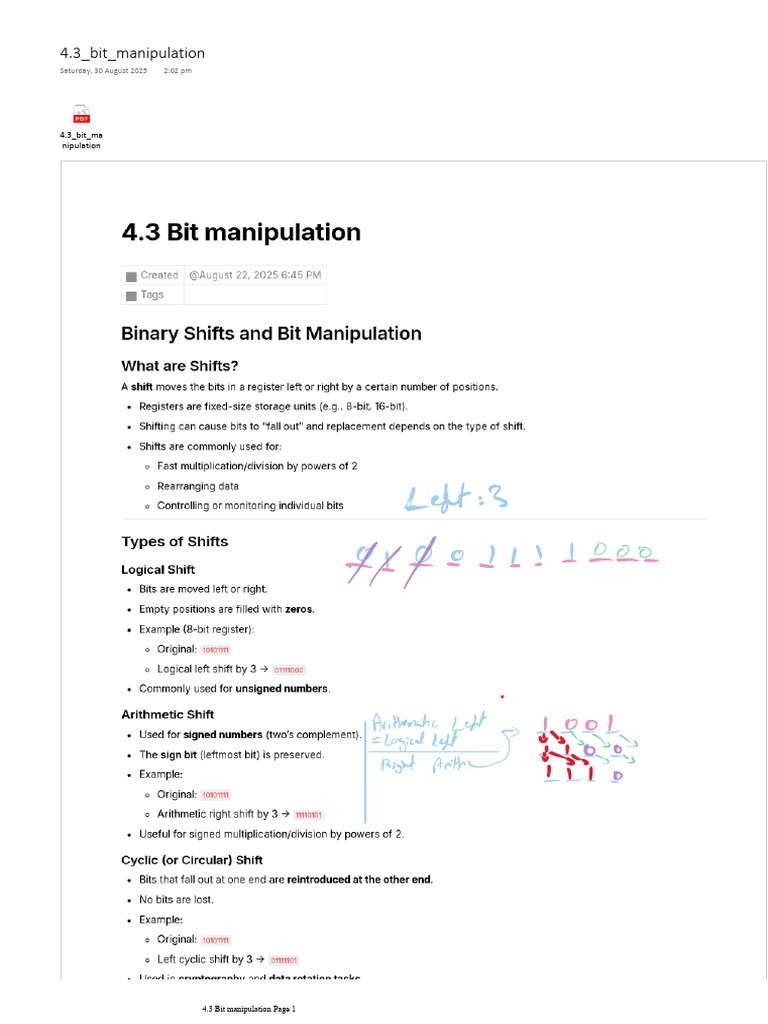 4.3 Bit Manipulation | PDF