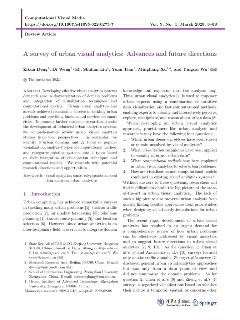 A Survey of Urban Visual Analytics Advances and Future Directions | PDF ...
