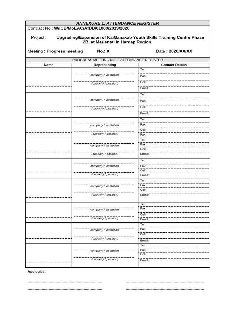 Annexures 1 - Attendance Register | PDF