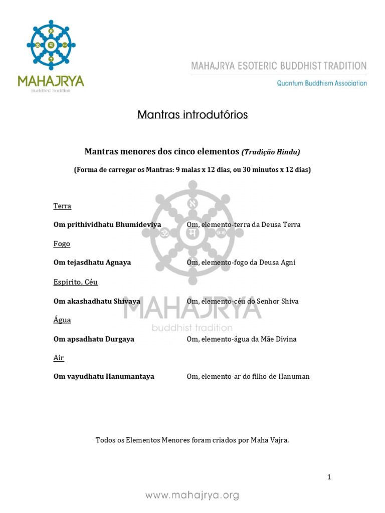Mantras Introdutorios PT | PDF