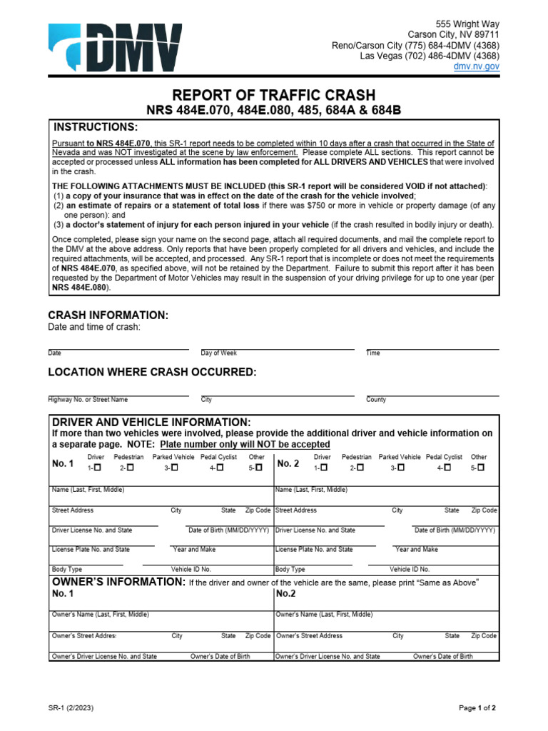 SR Form DMV | PDF | Department Of Motor Vehicles | Transport