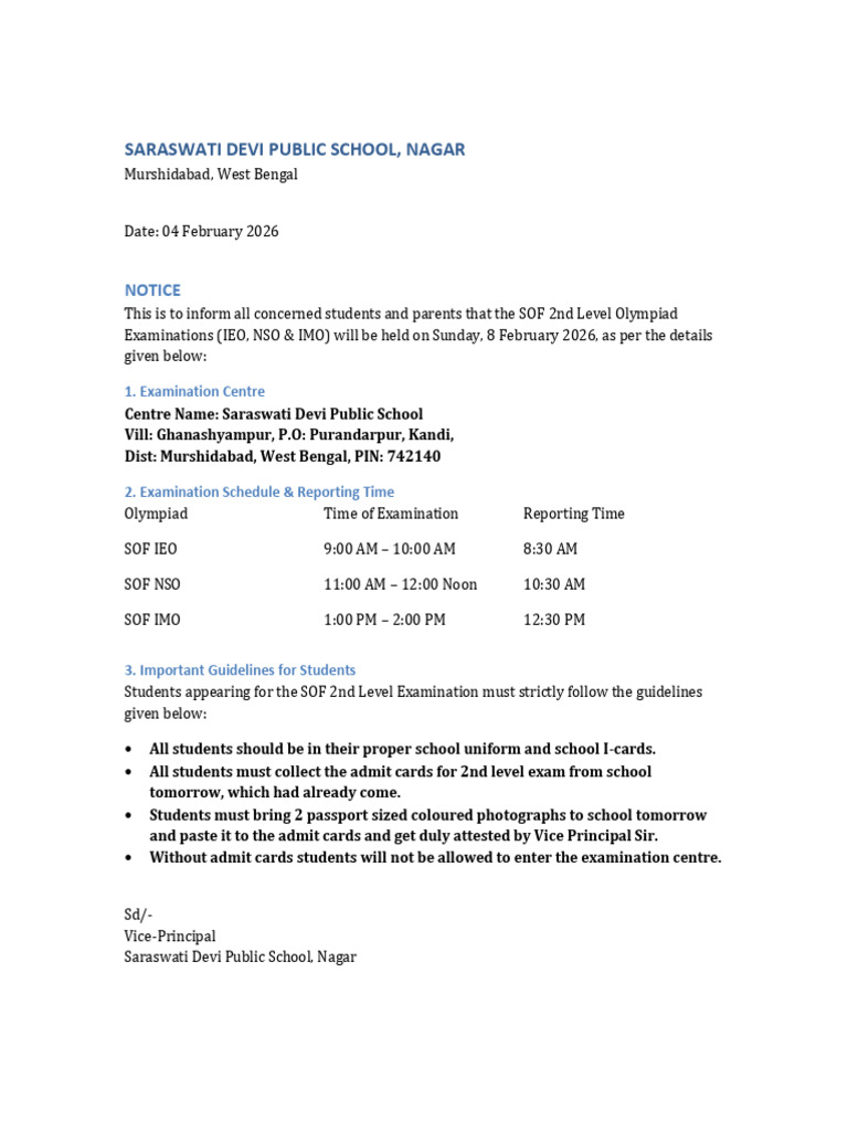 SOF 2nd Level Notice SDPS | PDF
