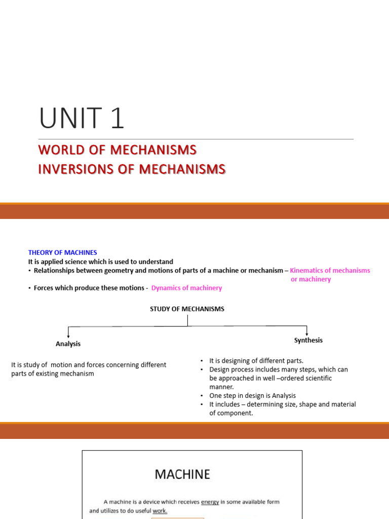KOM Unit 1 With Imp Questions | PDF | Machines | Motion (Physics)