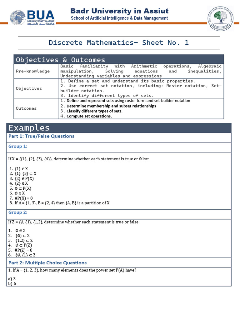 Sheet 1 | PDF | Set (Mathematics) | Group (Mathematics)