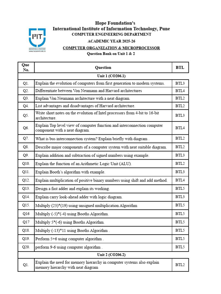 Question Bank 1-2 COMP - XLSX - Sheet1 | PDF | Computer Memory | Cache ...