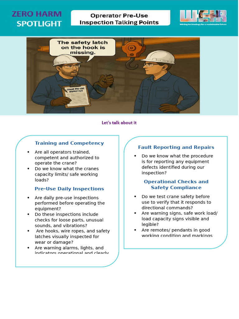 SHE Spotlight - OHC Pre-Use Inspection Discussion Points | PDF