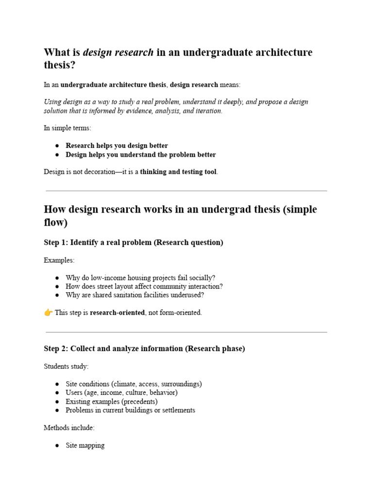 What Is Design Research in An Undergraduate Architecture Thesis | PDF ...