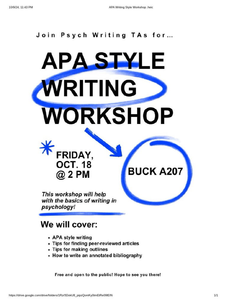 APA Writing Style Workshop | PDF