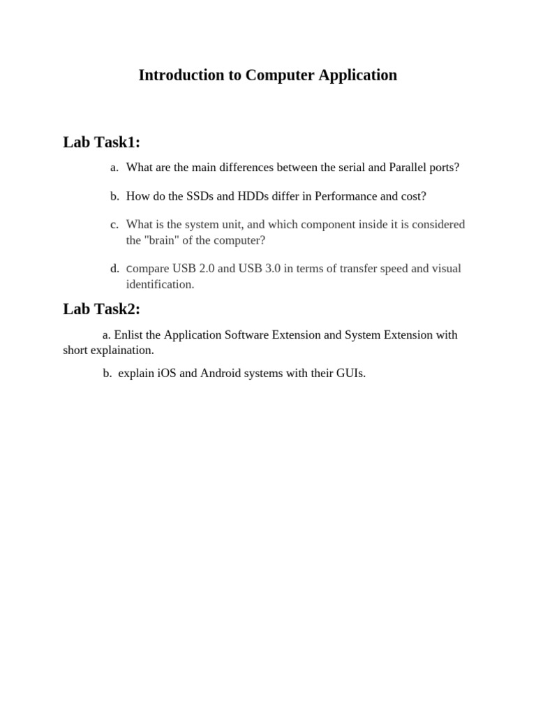 Introduction To Computer Application LAB Tasks-1 | PDF