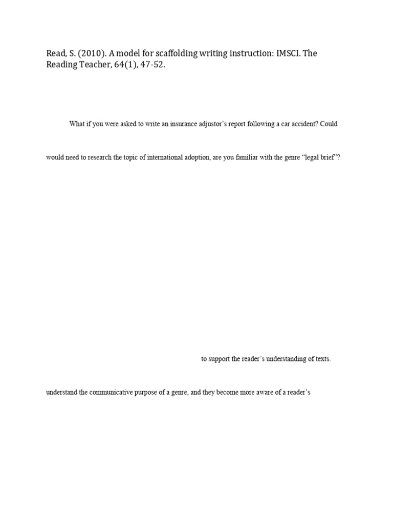 A Model For Scaffolding Writing Instruction - IMSCI | PDF