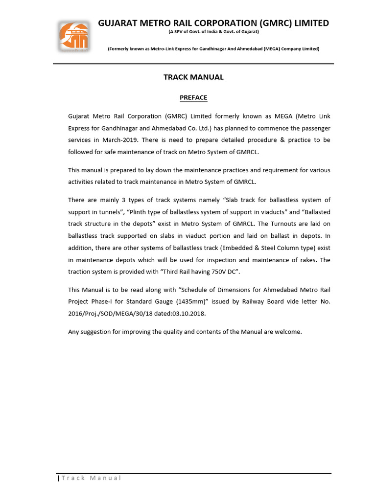 GMRC - Track Manual - Preface | PDF
