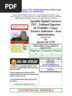 Apostila Digital Concurso TST - Tribunal Superior do Trabalho Cargo Técnico Judiciário Área Administrativa 2012 edital concurso frete grátis download