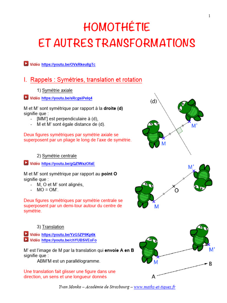 Transformations Et Homothéties | PDF | Géométrie | Géométrie euclidienne