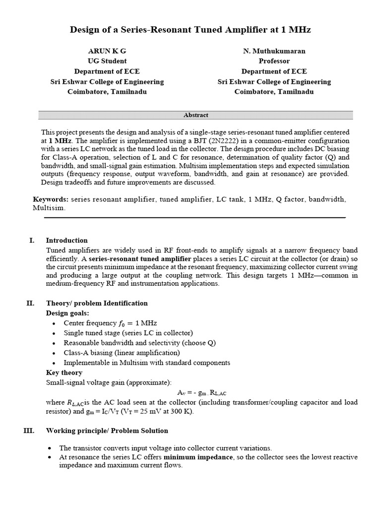 AEC ASSignment Report - Sample | PDF | Amplifier | Electrical Impedance