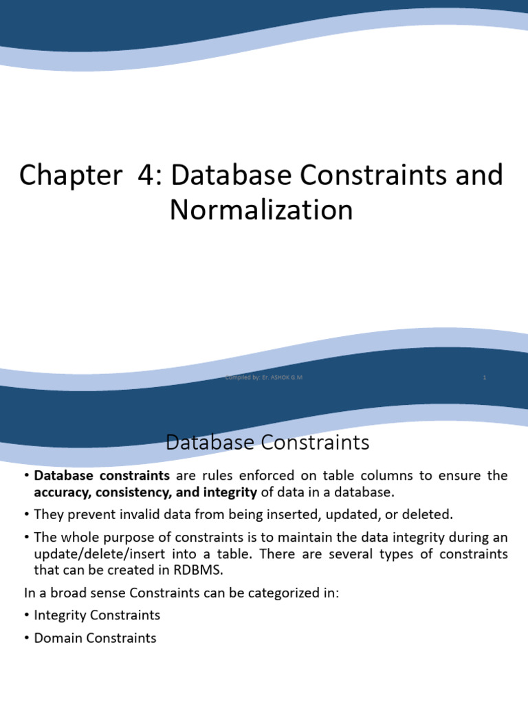 Chap 4 Database Constraints and Normalization - Updated | PDF ...