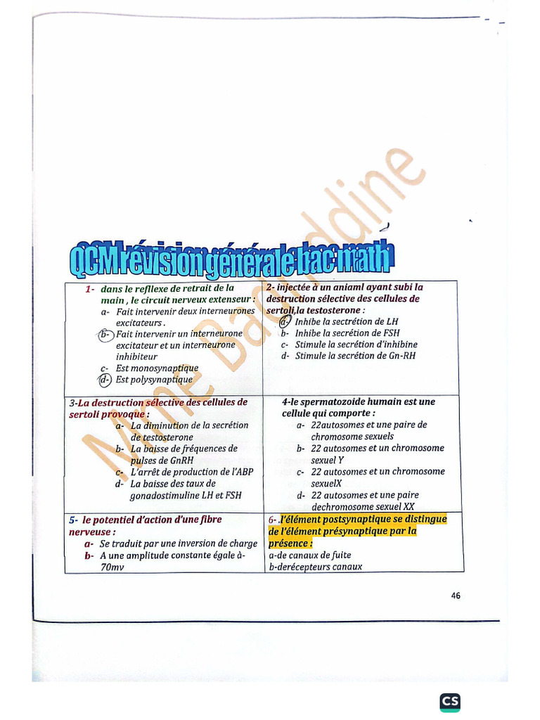 100 QCM SVT | PDF