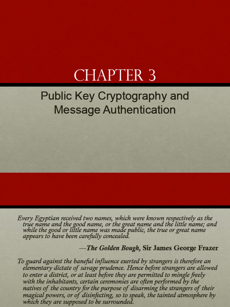 Ch03 Public Key Cryptography and Message Authentication | PDF | Public ...