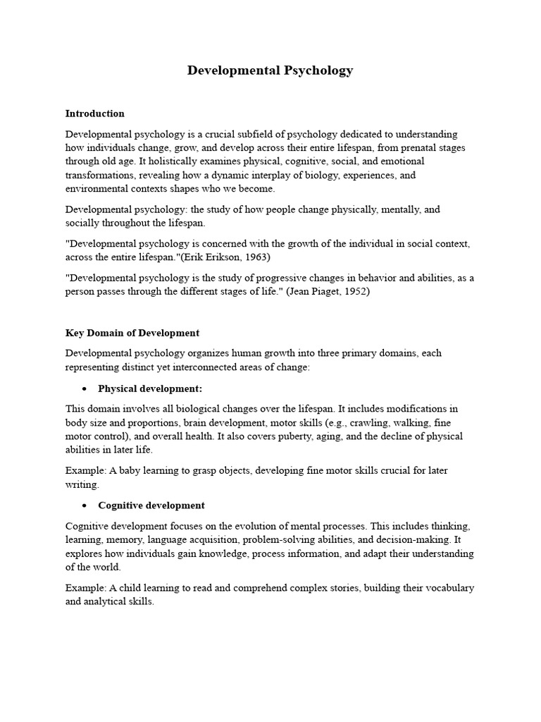 Developmental Psychology | PDF | Developmental Psychology | Cognitive ...