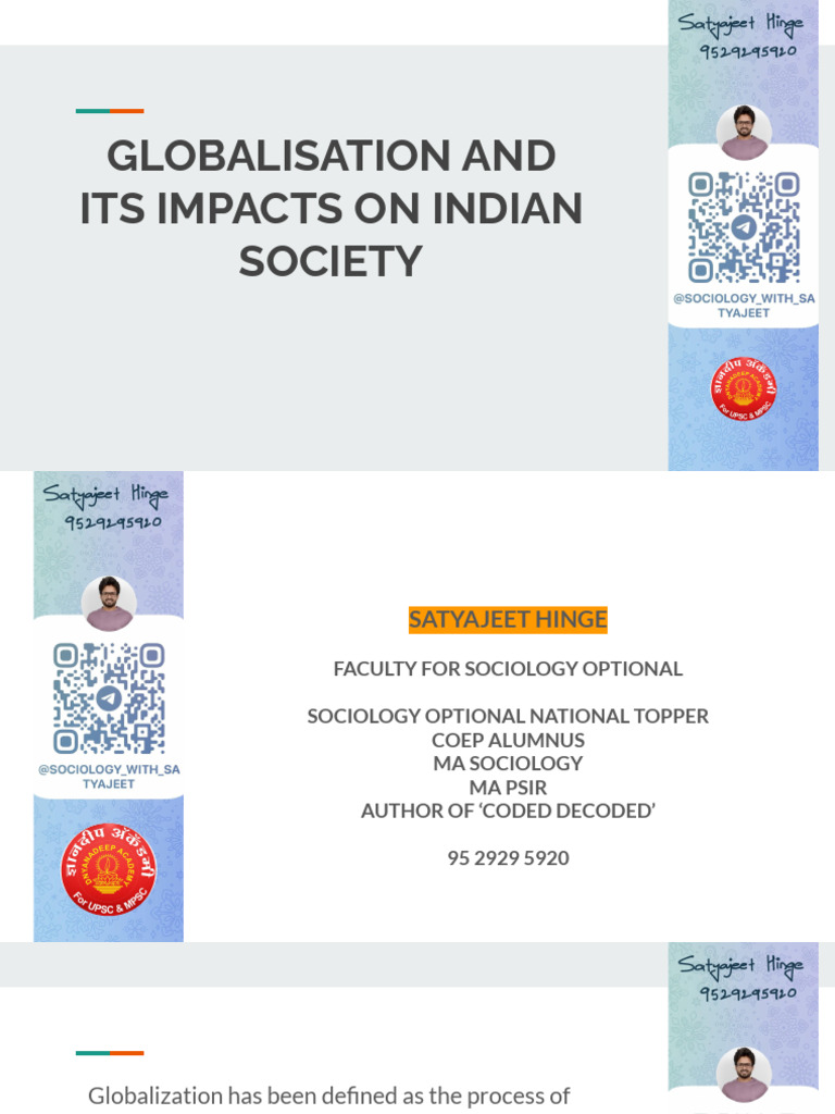 Globalisation and Its Impacts On Indian Society | PDF | Cost Of Living ...