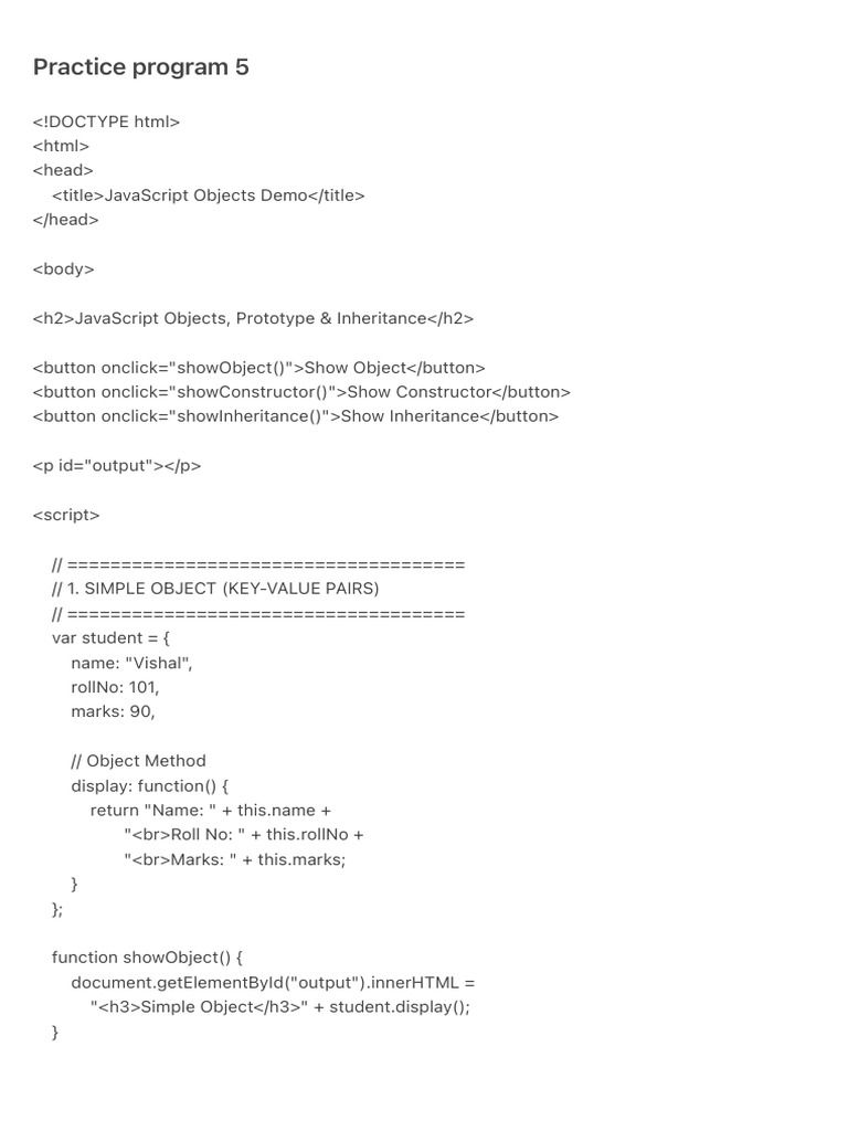 Practice Program 5 | PDF | Computer Programming | Object Oriented ...