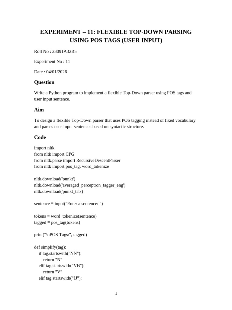 Experiment 11 Flexible TopDown UserInput Final | PDF