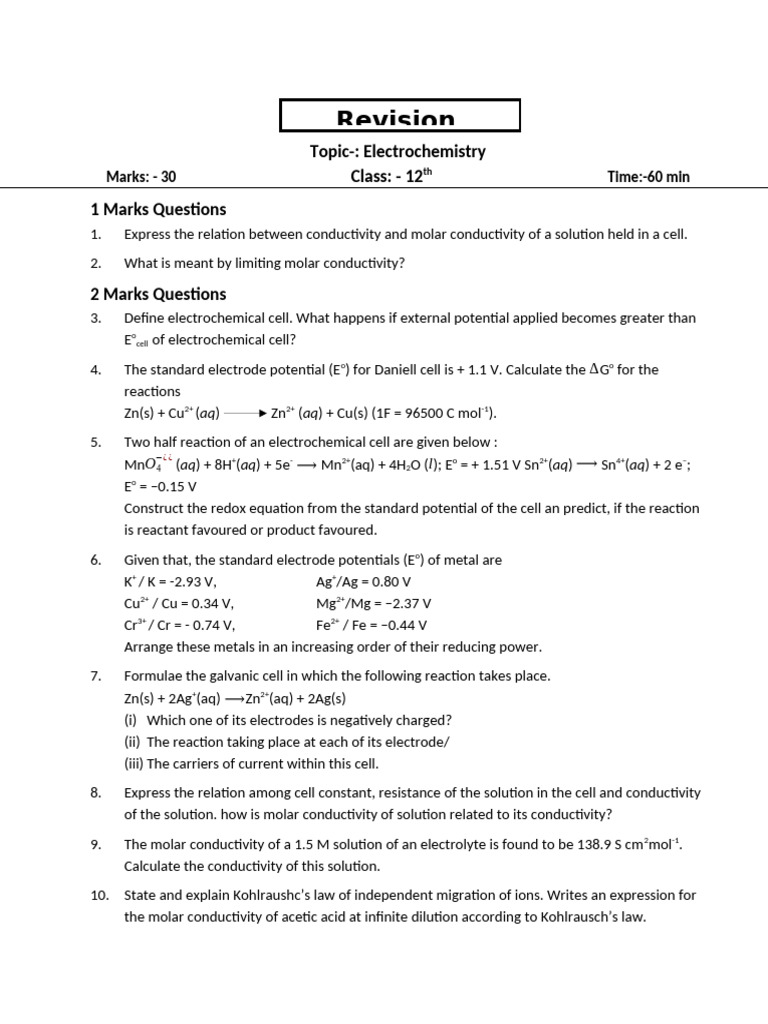 Electrochemistry 1 | PDF