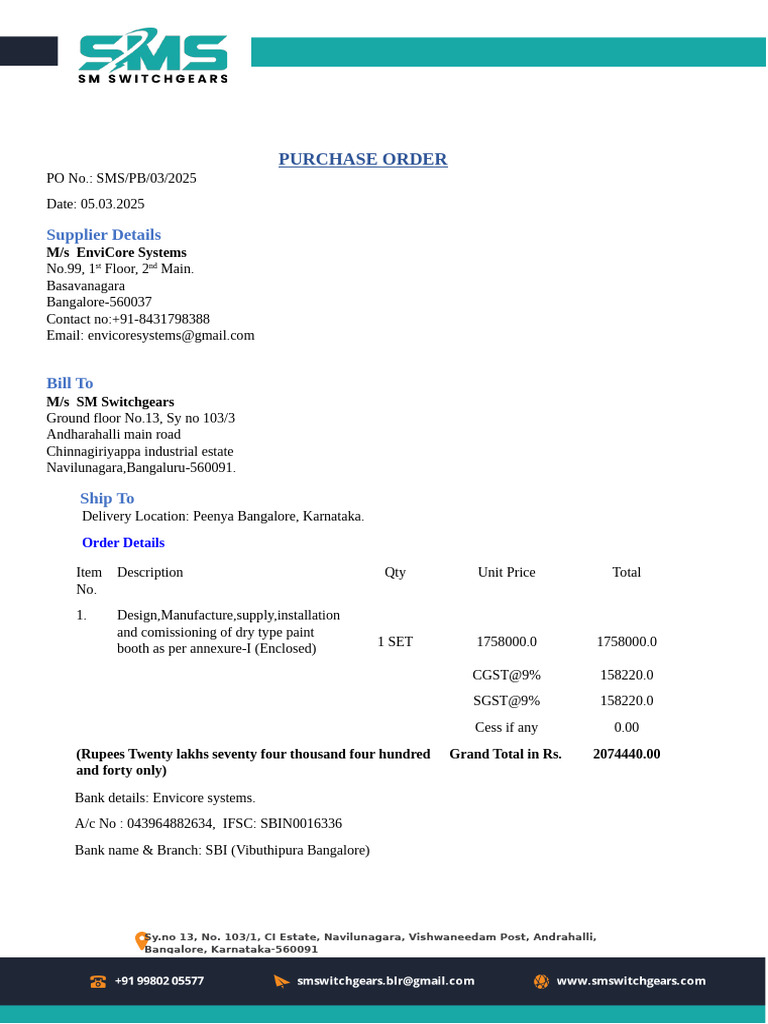 SM Switchgears Letter Head Latest | PDF | Duct (Flow) | Mechanical ...