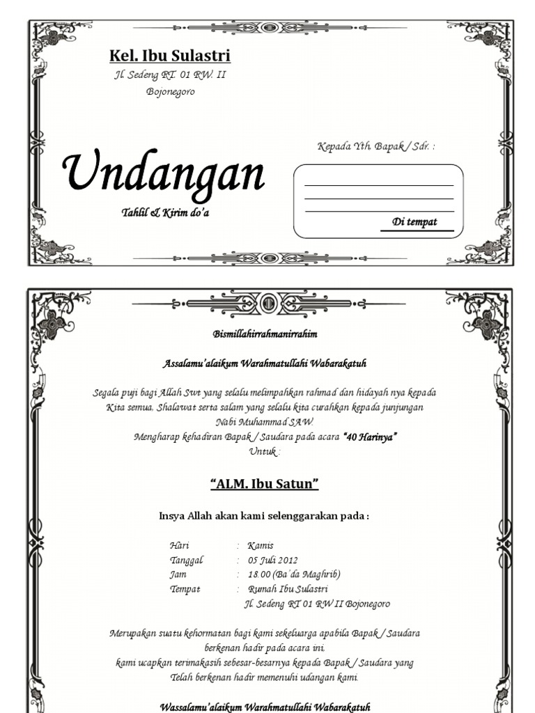 Undangan Tahlil