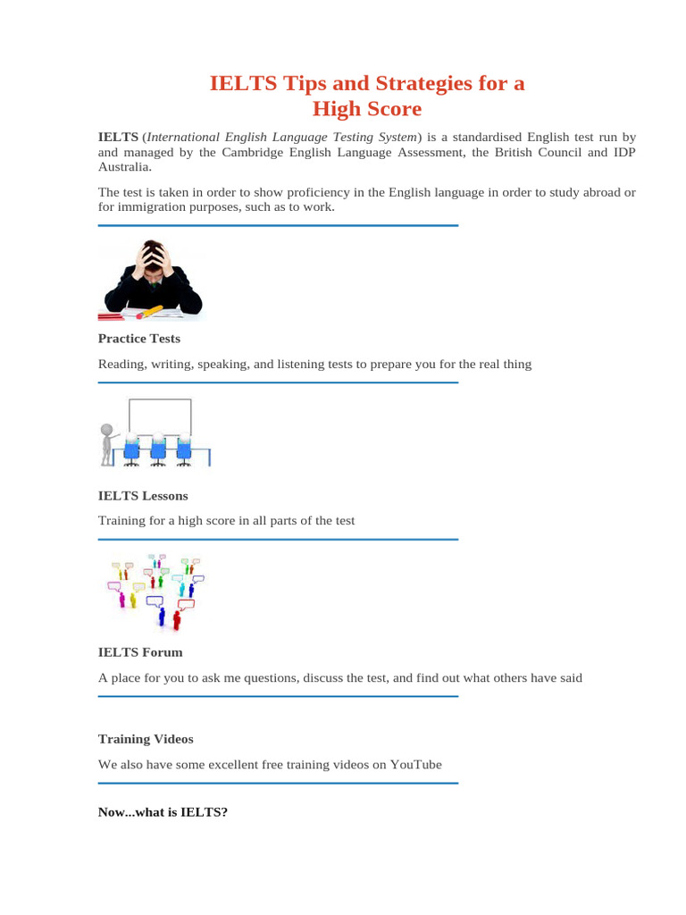 IELTS Tips and Strategies | PDF | International English Language ...