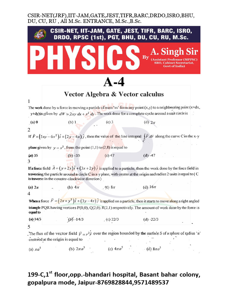 A-4 Vector Algebra & Vector Calculus | PDF