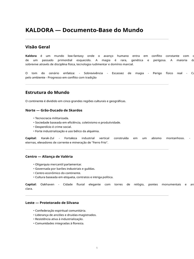 Documento-Base de Kaldora | PDF | Alquimia | Cidade