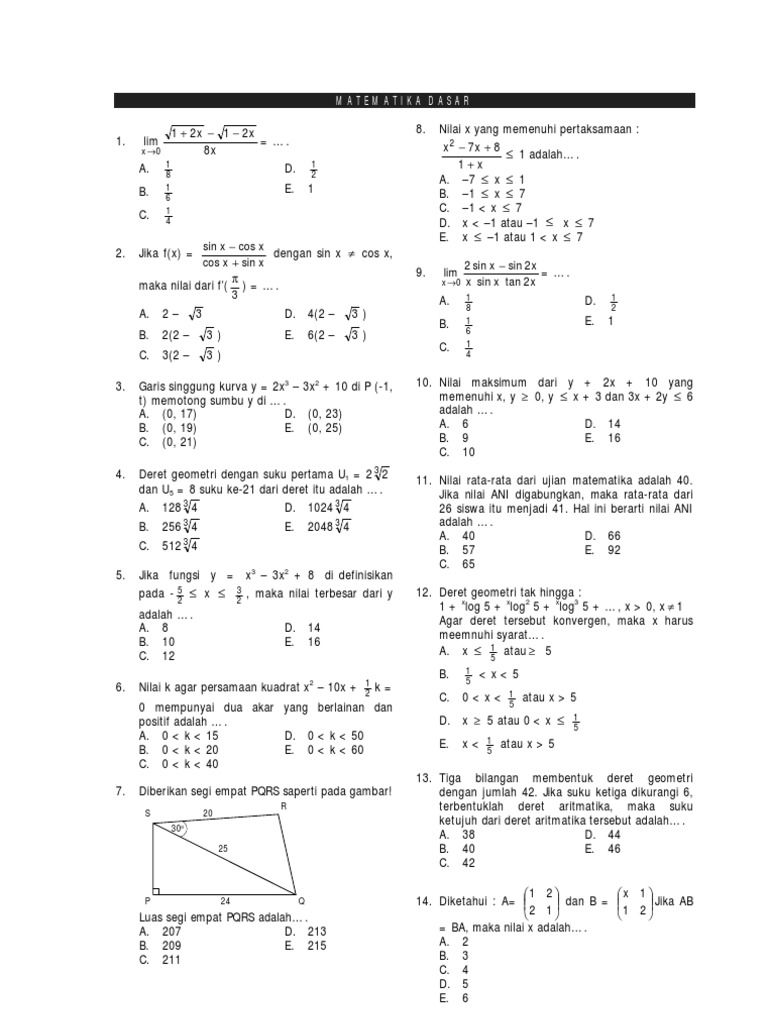 24+ Contoh Soal Deret Geometri Tak Hingga Pilihan Ganda