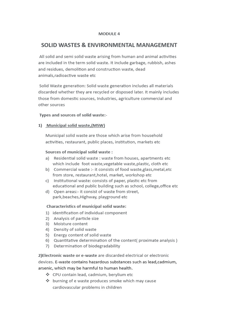 Mod 4 - Solid Wastes & Env Managemnt | PDF | Waste | Municipal Solid Waste