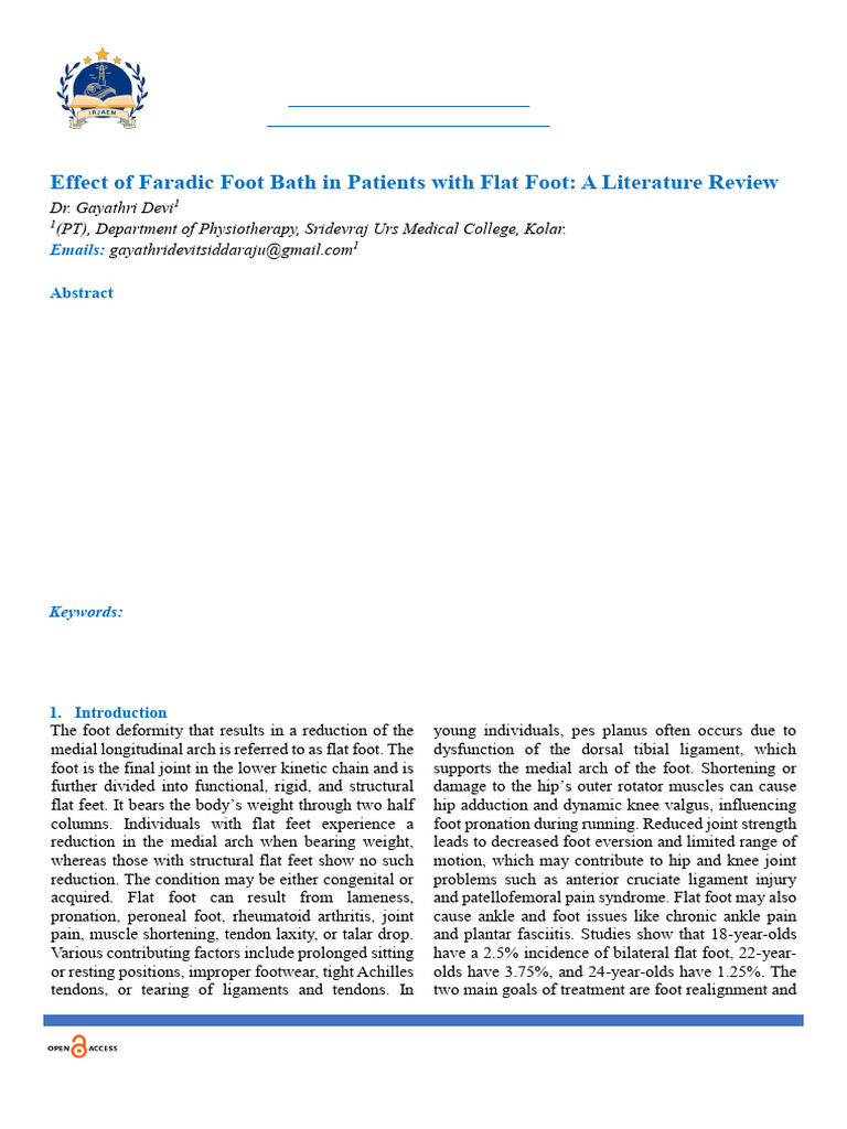 Effect of Faradic Foot Bath in Patients With Flat | PDF | Foot ...