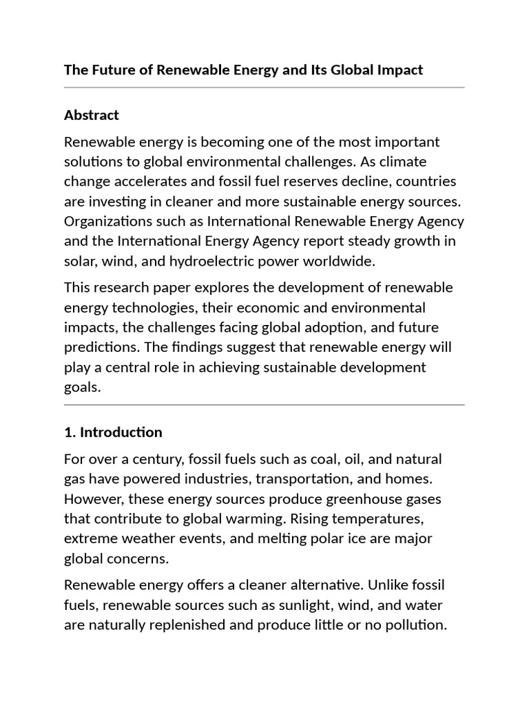 The Future of Renewable Energy and Its Global Impact | PDF | Renewable ...