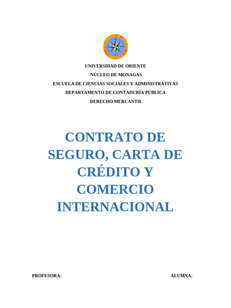 trabajo de derecho mercantil final | PDF | Póliza de seguros | Carta de ...