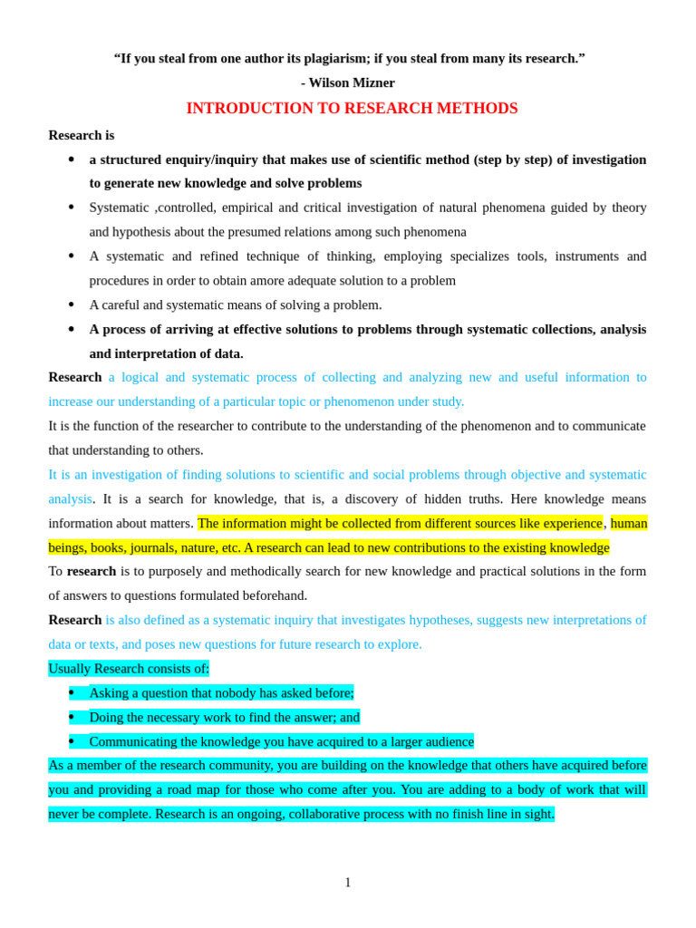 Research Methods Notes | PDF | Qualitative Research | Methodology
