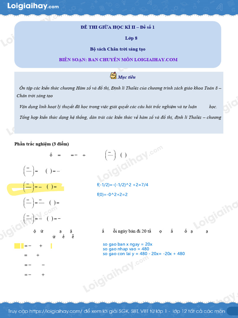 De Thi Giua Hoc Ki 2 Toan 8 de So 1 Chan Troi Sang Tao 1742350859 | PDF