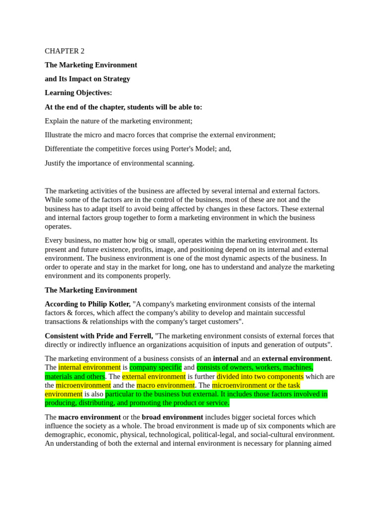 Chapter 2 MKT100 | PDF | Inflation | Marketing