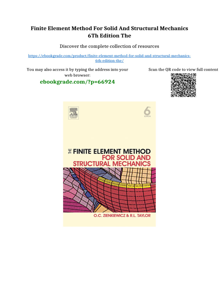 Finite Element Method For Solid and Structural Mechanics 6th Edition ...