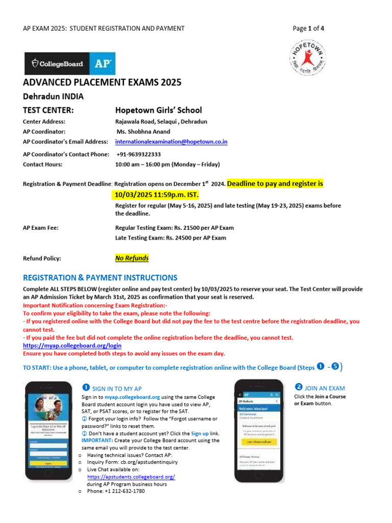 School AP Policy 2024 2025 Late Testing | PDF | Advanced Placement ...