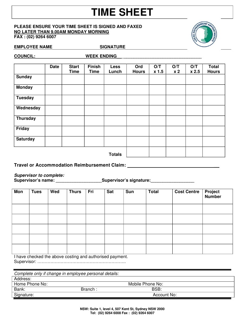 Generic Timesheet Submission Form | PDF