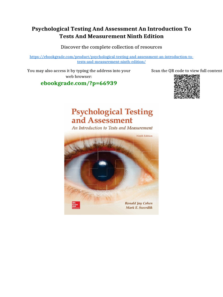 Psychological Testing and Assessment An Introduction To Tests and ...
