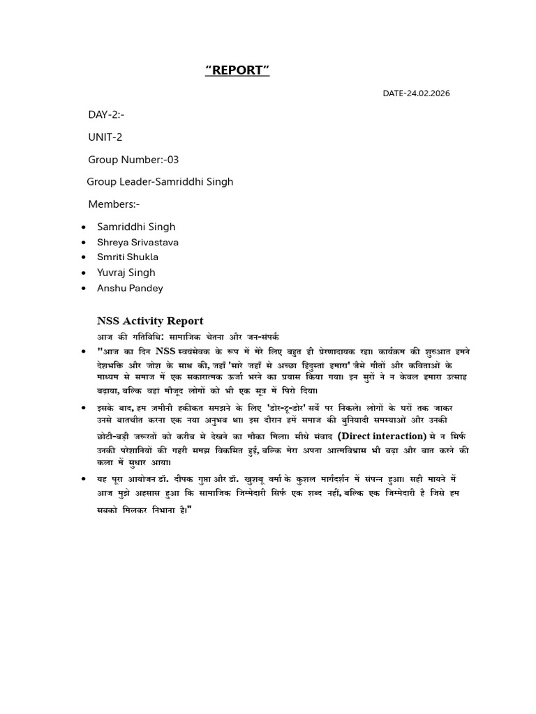 NSS Camp Day 02 | PDF