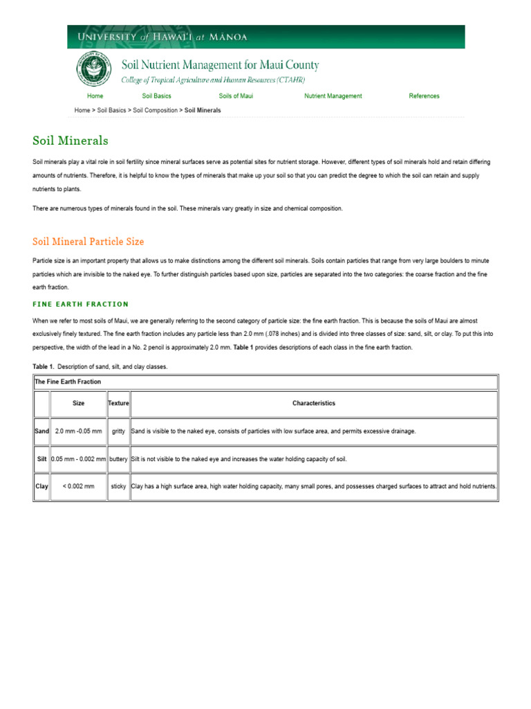 Soil Minerals | PDF | Soil | Silt
