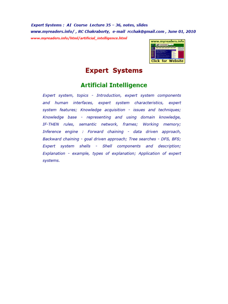 07 Expert Systems | PDF | Expert | Knowledge Representation And Reasoning