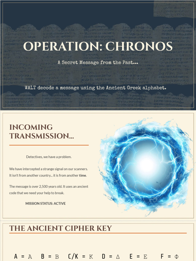 Literacy - Operation Chronos - Greek Decoding Lesson | PDF | Military ...