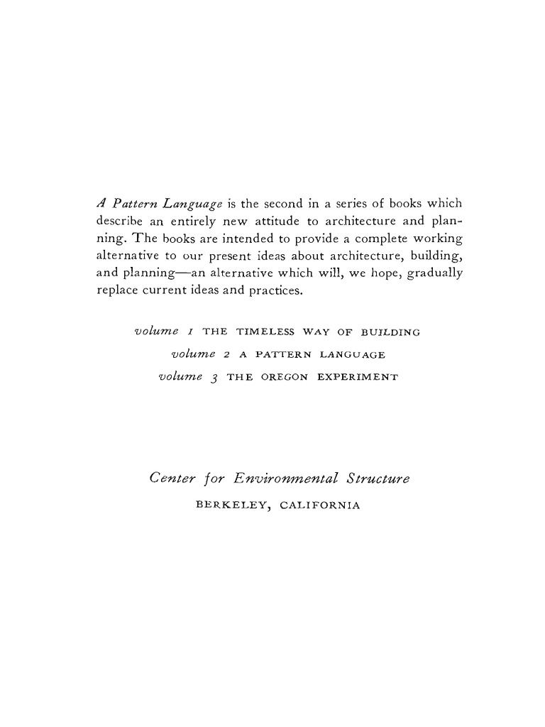 Christopher Alexander - A Pattern Language | PDF